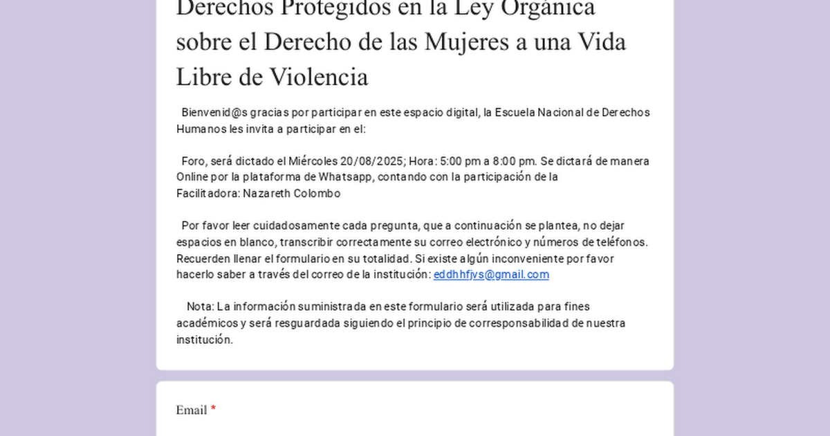 Derechos Protegidos en la Ley Orgánica sobre el Derecho de las Mujeres a una Vida Libre de Violencia thumbnail
