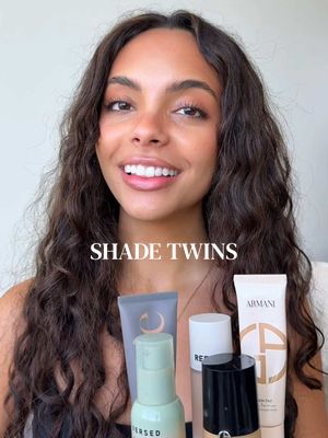 shade twins: foundation and skin tint edition🤎🍓  @Saie slip tint 4.5  @Armani beauty skin tint M2, luminous silk foundat