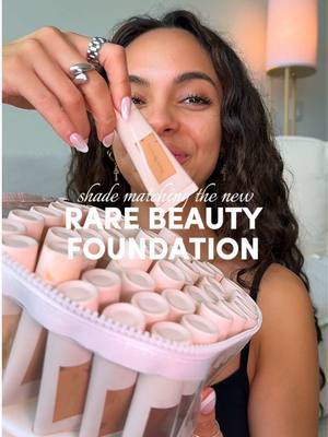 shade matching the new @Rare Beauty foundation!🤎💋  shade 18 ‘light medium neuteal olive’  #newmakeup #foundationreview #