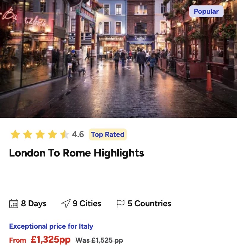 Future Trip - Big Tour Sale - Costsaver - London to Rome Highlights - 02/06/2024 thumbnail