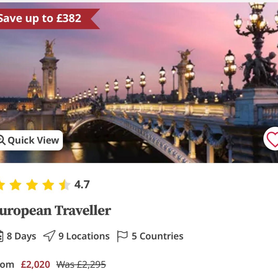 Future Trip - Trafalgar European Traveller - 10/8/2025 thumbnail