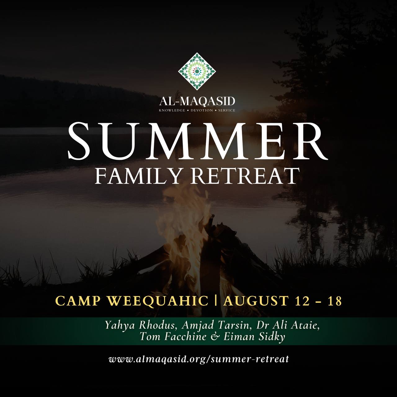 SUMMER FAMILY RETREAT | AUGUST 12-18 

We are excited to announce that registration for the 2024 Al-Maqasid Summer Famil
