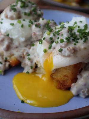 Easy Biscuits and Sausage Gravy with Poached Eggs and Butter Swim Biscuits All recipes found at www.ameliaisnotachef.com