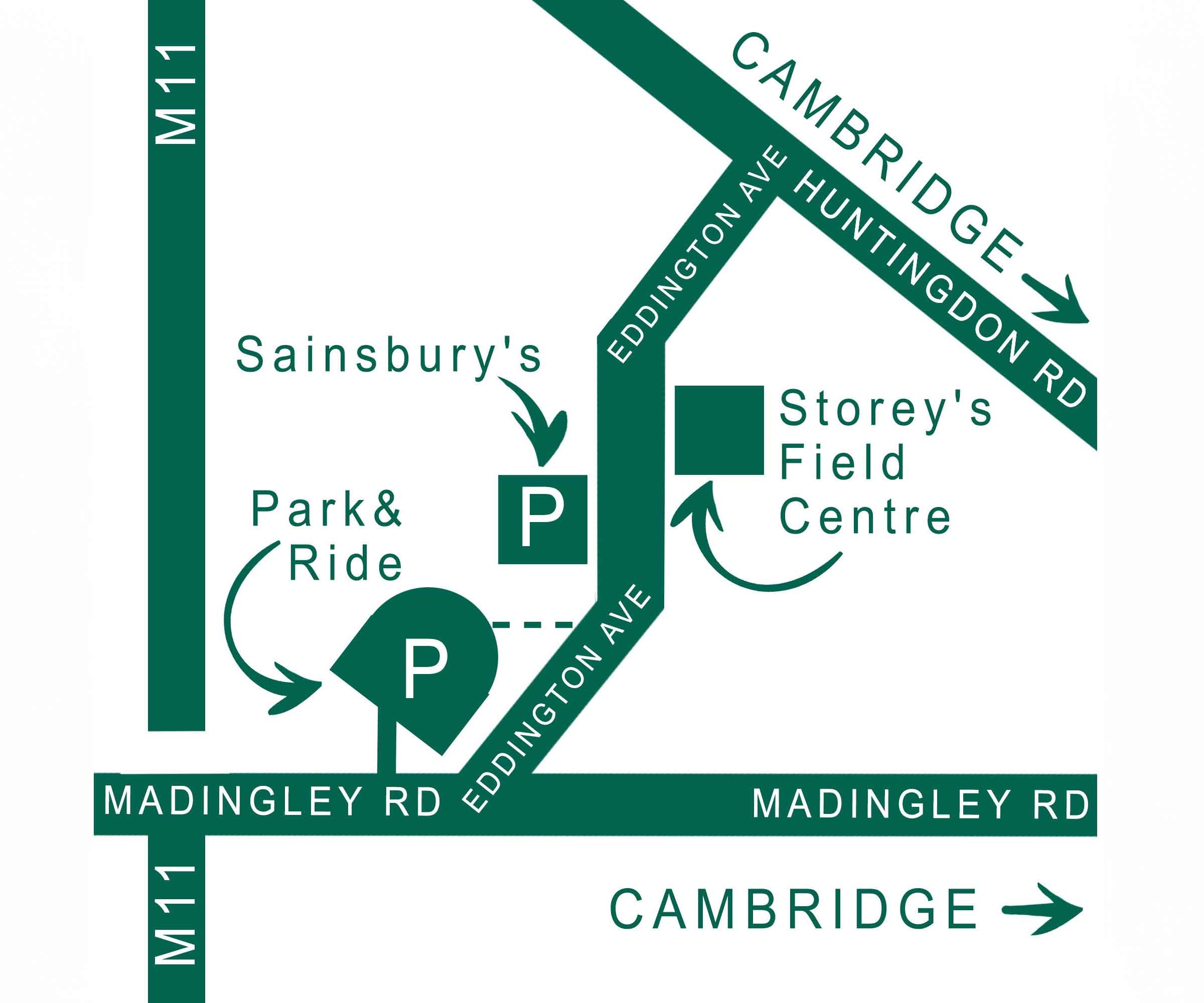 HOW TO GET TO THE VENUE - Storey's Field Centre Eddington Ave, Cambridge CB3 1AA - Click for Google Map thumbnail