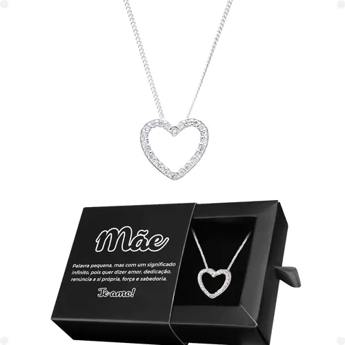 Presente Pra Mãe Criativo Barato Colar Coração + Caixa Texto thumbnail