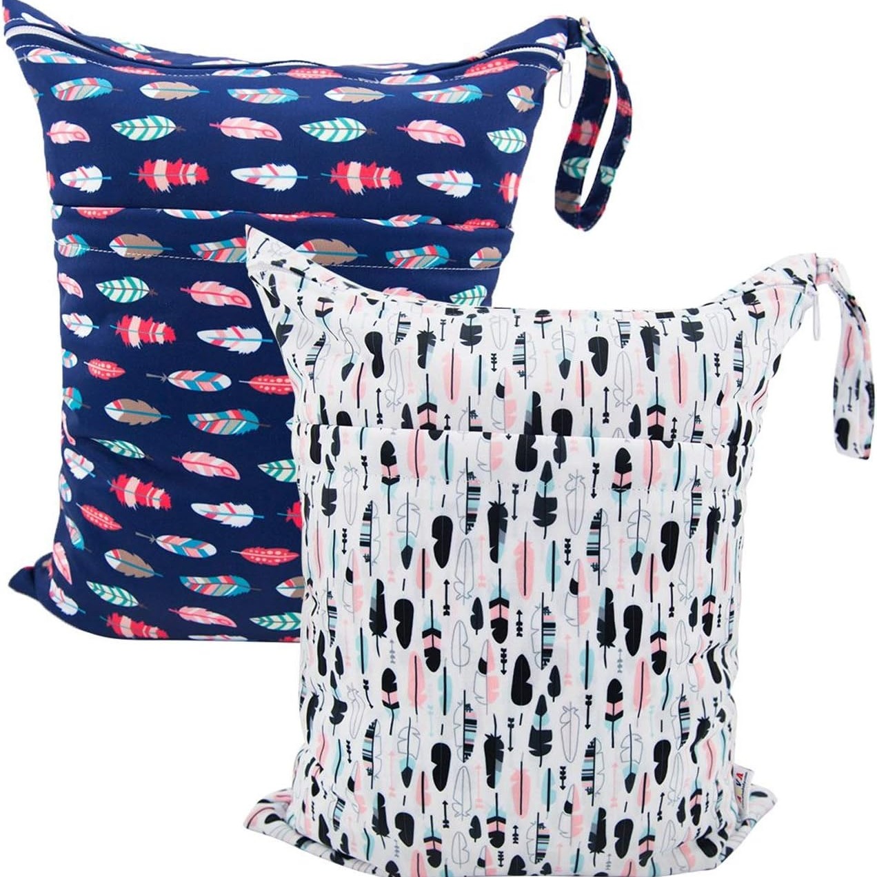 Wet Dry Bags with Two Zippered Pockets 2 Pack Travel Beach Pool Daycare Soiled Baby Items Reusable Waterproof thumbnail