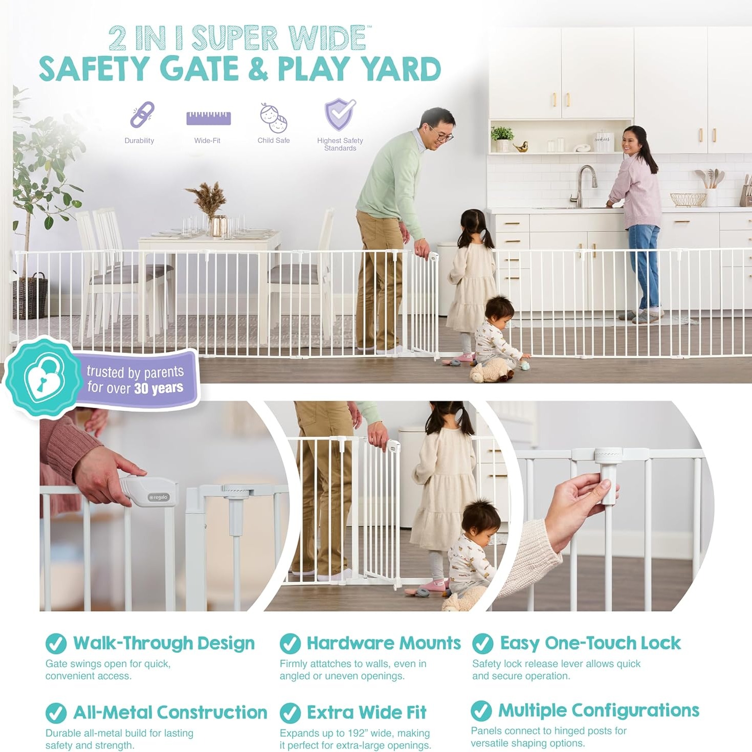 Regalo 192-Inch Super Wide Adjustable Baby Gate and Play Yard, 4-in-1 thumbnail
