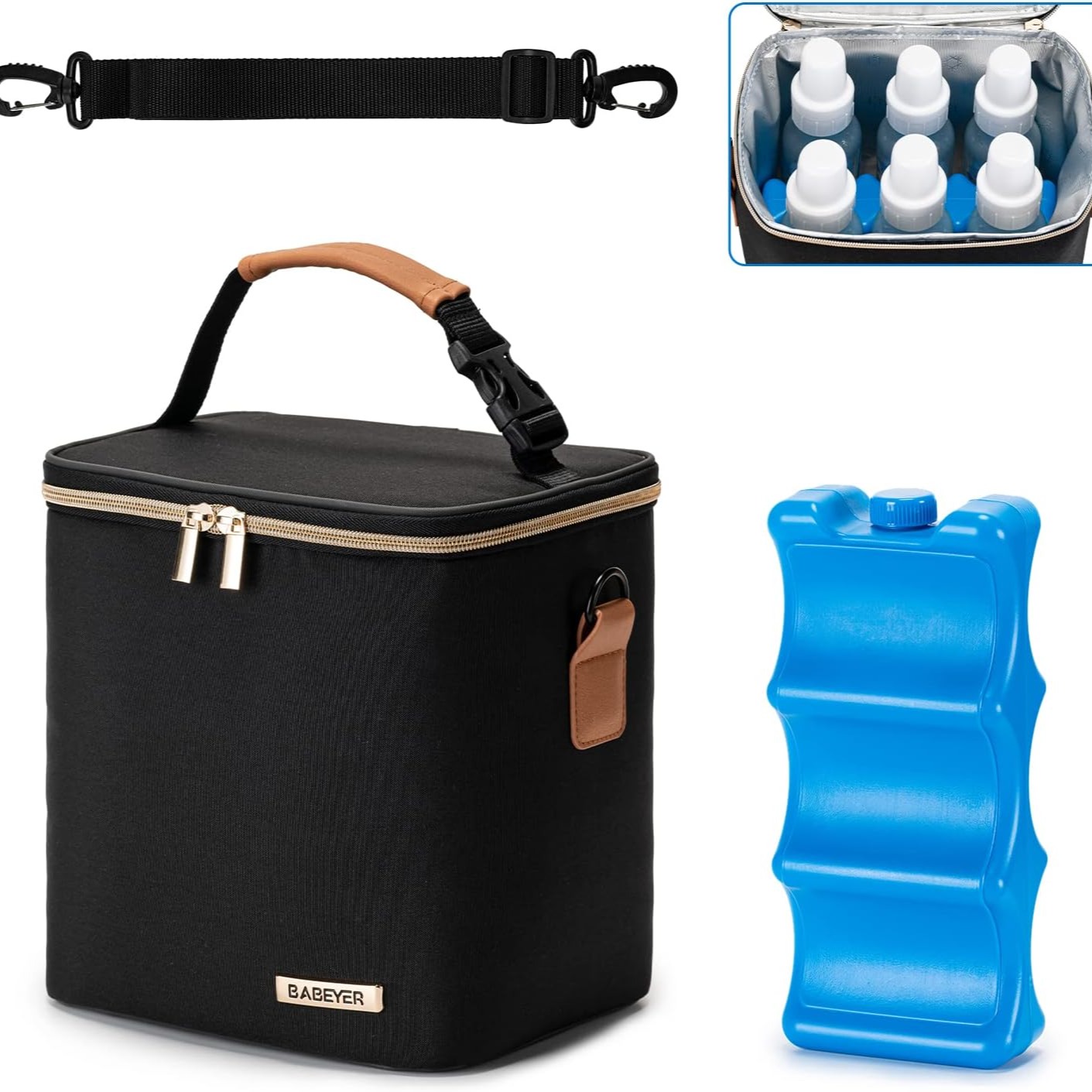 Breastmilk Cooler Bag with Ice Pack Fits 6 Baby Bottles Up to 9 Ounce  thumbnail