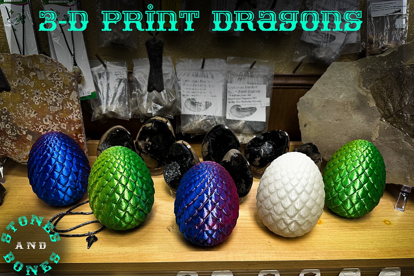 Unleash the magic of Westeros with our incredible 3D-printed dragon eggs, now available at Stones and Bones in Billings!
