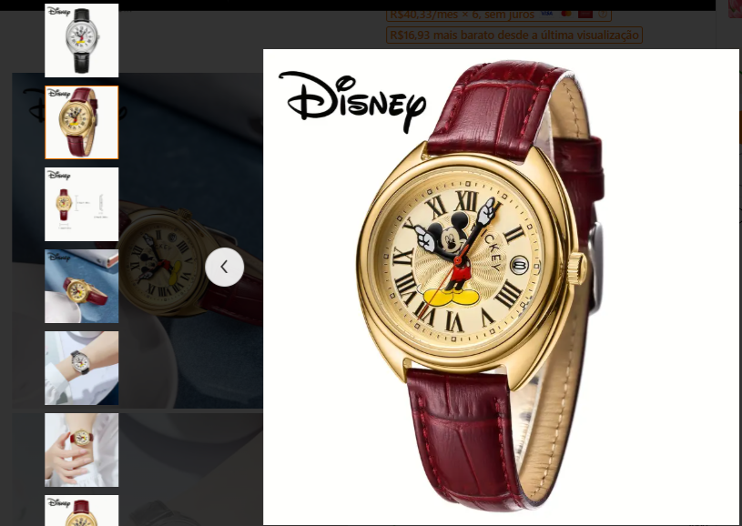 RELÓGIO RETRÔ MICKEY MOUSE DISNEY thumbnail