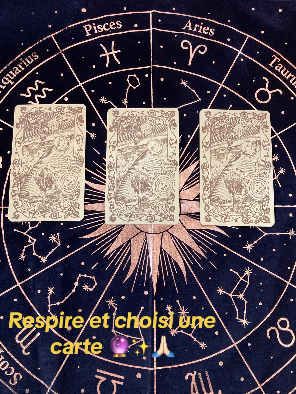 🔮 Lorsque vous vous sentez prêt, choisissez-en une qui vous attire particulièrement.  Cette carte représentera les énerg