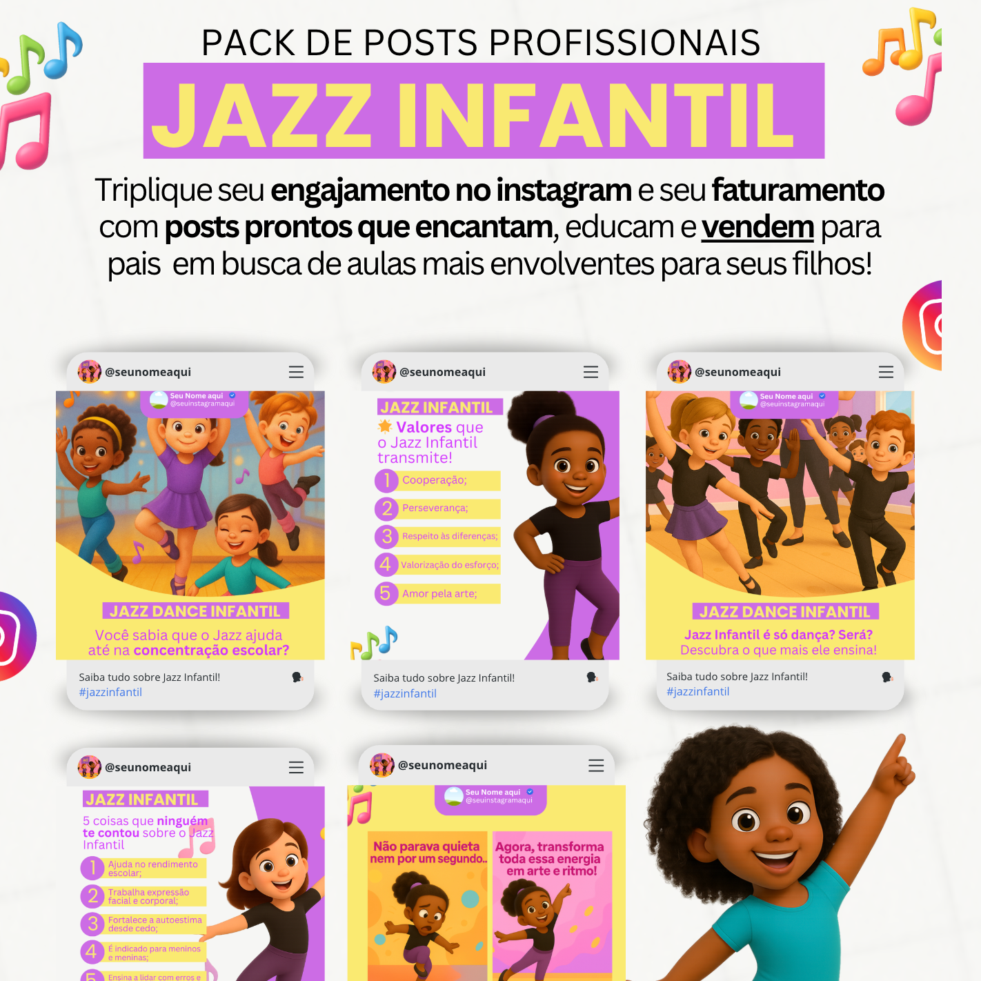 JAZZ INFANTIL  PACK DE POSTS INSTAGRAM thumbnail