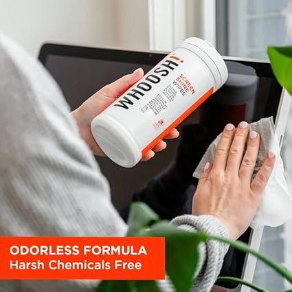 Amazon.com: WHOOSH! Electronic Wipes for All Screens and Tech Devices, 90 Count - Computer, Laptop and TV Screen Cleaner Wipes - Best for Car Screen, MacBook, Smart Phone, Eyeglass - Microsuede Cloth Included thumbnail