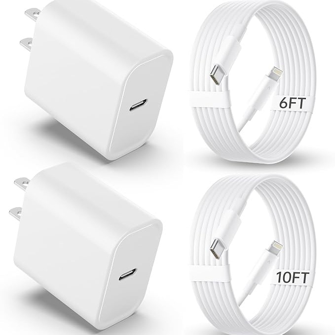 Amazon.com: iPhone Charger Fast Charging【MFi Certified】 2Pack 20W PD USB C Wall Charger 6&10FT Cable Fasting Charging Adapter Compatible with iPhone 14Pro/13 Pro/12/12 Pro Max/11 Pro Max/XS Max/XS/XR/X/8 and More : Electronics thumbnail