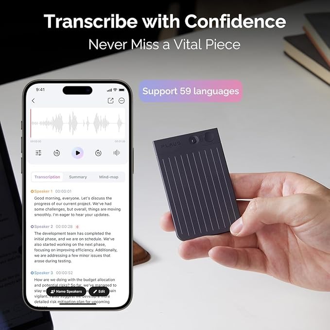 Amazon.com: AI Voice Recorder, PLAUD Note Voice Recorder w/Case, App Control, Transcribe & Summarize Empowered by ChatGPT, Support 59 Languages, 64GB Memory, Audio Recorder for Lectures, Meetings, Calls, Black : Electronics thumbnail