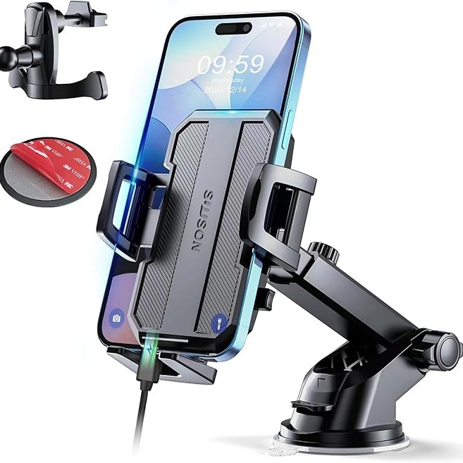 Amazon.com: SUUSON Upgraded 3-in-1 Car Phone Holder Mount [Powerful Suction] Phone Mount for Car Dashboard Air Vent Windshield,for All iPhone Android Phone (Black) : Cell Phones & Accessories thumbnail