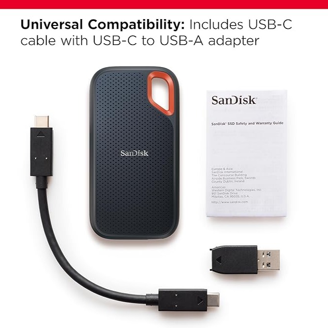 Amazon.com: SanDisk 2TB Extreme Portable SSD - Up to 1050MB/s, USB-C, USB 3.2 Gen 2, IP65 Water and Dust Resistance, Updated Firmware - External Solid State Drive - SDSSDE61-2T00-G25 : Electronics thumbnail