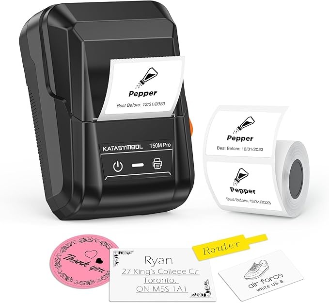 Amazon.com : SUPVAN T50M Pro Bluetooth Label Maker Machine with Tape, Wide Waterproof Label, Versatile App with 40 Fonts and 450+ Icons, Inkless Labeler for Home, Kitchen, School, Office Organization, Black : Office Products thumbnail