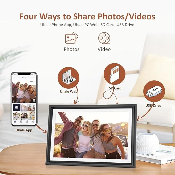 Amazon.com : Livingpai 10.1 inch WiFi Digital Picture Frame, Touch Screen Smart Digital Photo Frame with 16GB Storage, WiFi Electronic Picture Frame Easy to Share Photos and Videos via Uhale App : Electronics thumbnail