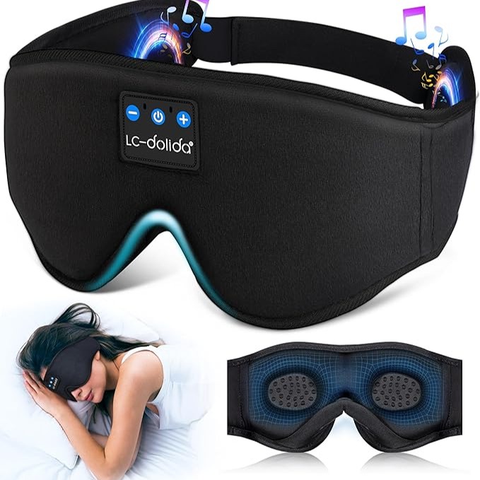 Amazon.com: LC-dolida Sleep Headphones, 3D Sleep Mask Bluetooth Wireless Music Eye Mask, Sleeping Headphones for Side Sleepers Sleep Mask with Bluetooth Headphones Ultra-Thin Stereo Speakers Perfect for Sleeping : Electronics thumbnail