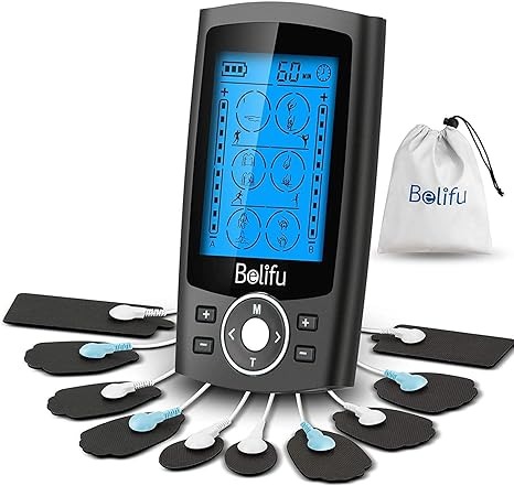 Amazon.com: Belifu Dual Channel TENS EMS Unit 24 Modes Muscle Stimulator for Pain Relief Therapy, Electronic Pulse Massager Muscle Massager with 10 Pads, Dust-Proof Drawstring Storage Bag, Fastening Cable Ties : Health & Household thumbnail