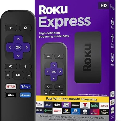 Amazon.com: Roku Express | HD Roku Streaming Device with Standard Remote (no TV controls), Free & Live TV : Electronics thumbnail