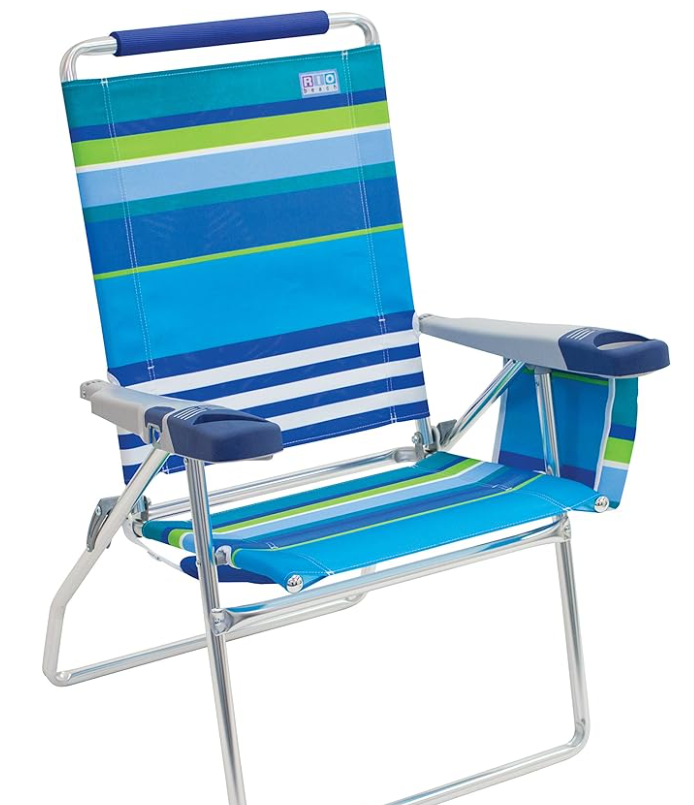 Rio Brands 17" Extended Height 4-Position Folding Beach, Camping, Lawn Chair thumbnail
