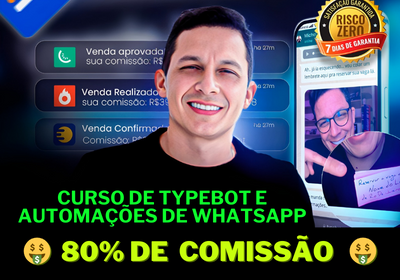 (50% DE DESCONTO) CURSO DE TYPEBOT [ADVANCED] + 100 FUNIS TEMPLATES  + AULAS DE AUTOMAÇÃO WHATSAPP + AULAS CONVIDADOS MÚLTIPLOS 7 DÍGITOS  thumbnail