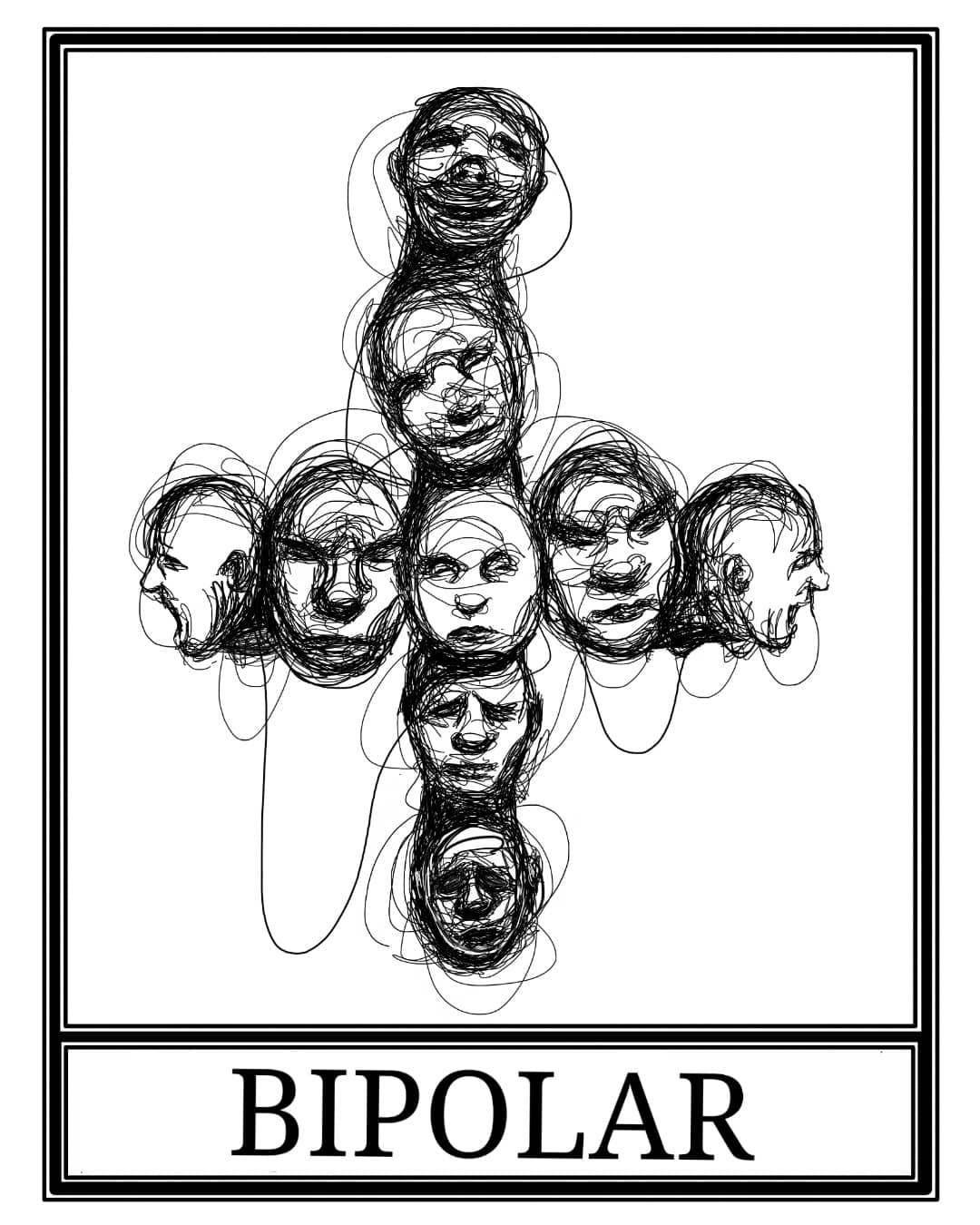 An artistic expression of bipolar disorder. Persons with bipolar disorder may show episodes of drastic mood changes rang