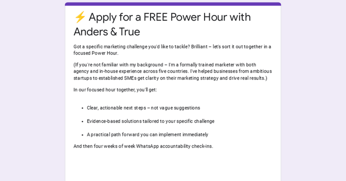 ⚡ Apply for a FREE Power Hour with Anders & True  thumbnail