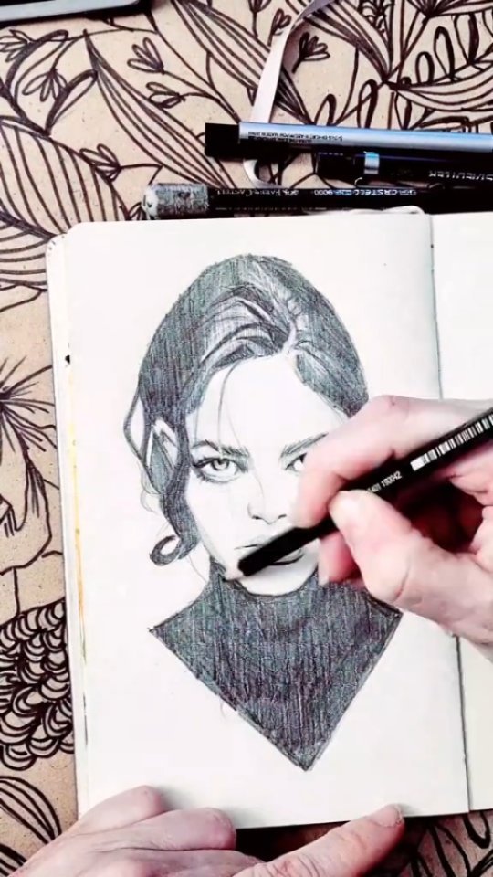 Bon comme je vous l'avais dit je continue à vous montrer les sketchs de mon carnet,
 bien sûr je les ai mis complètement