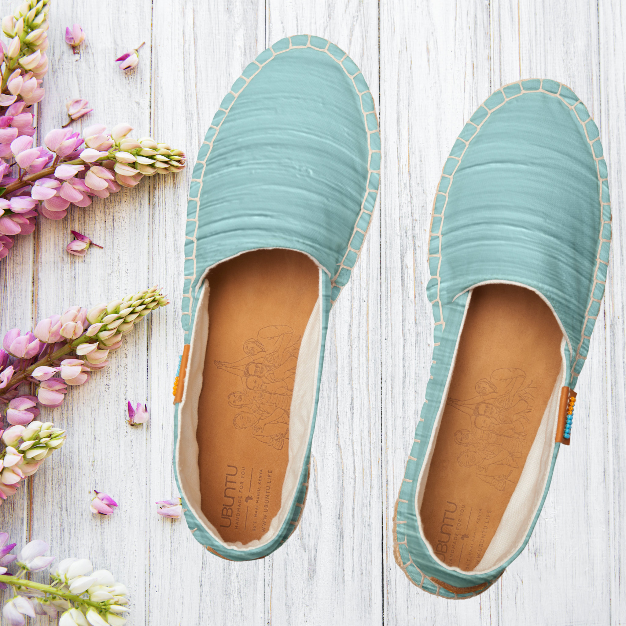 Pale Turquoise Thick Paint Modern Textured Pattern Espadrilles thumbnail