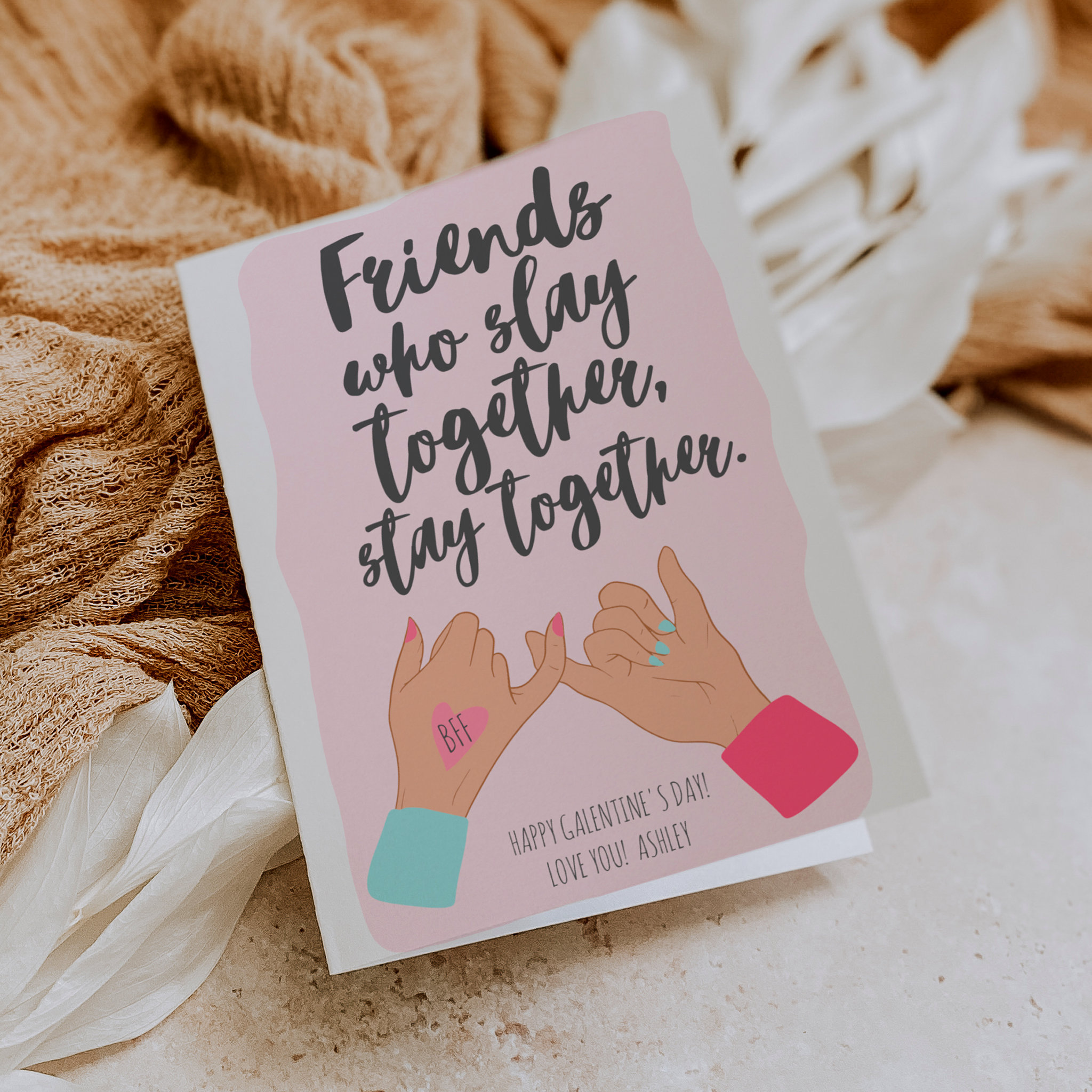 Funny quote pinkie galentine 3 photos collage card thumbnail
