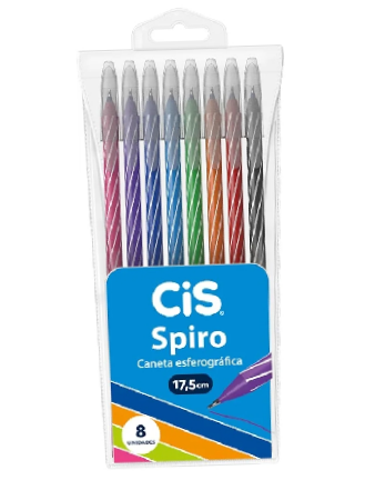 Caneta esferográfica 0.7mm Spiro com 8 unidades Cis |  thumbnail