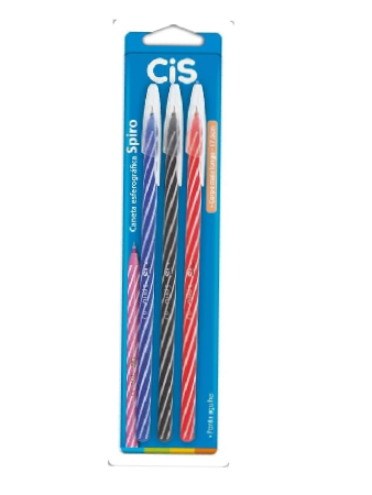 Caneta Esferográfica SPIRO, CIS, Blister c/3 unidades (1 Azul, 1 Preta e 1 Vermelha)  thumbnail