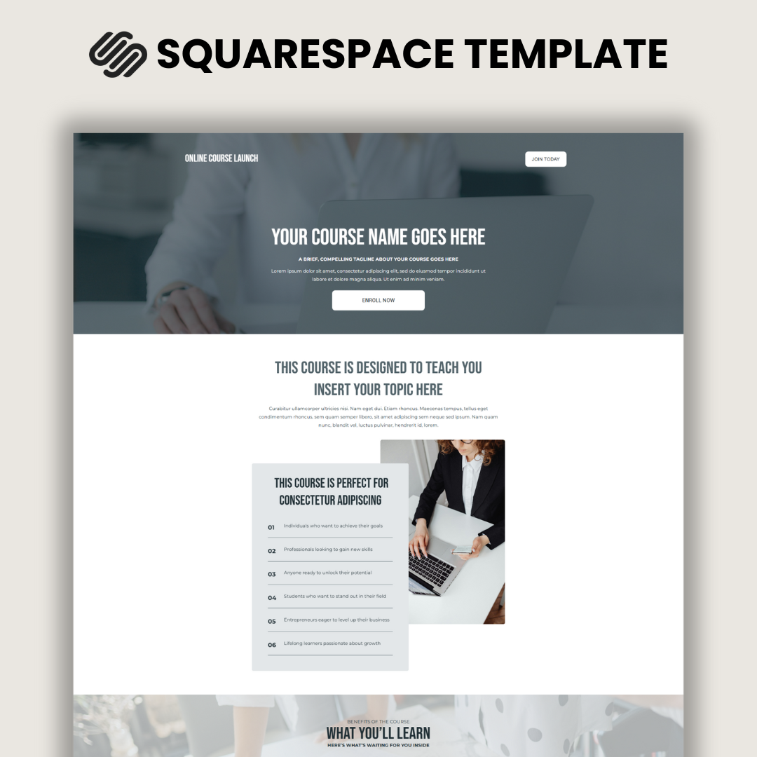 Online Course Launch Squarespace 7.1 Template thumbnail