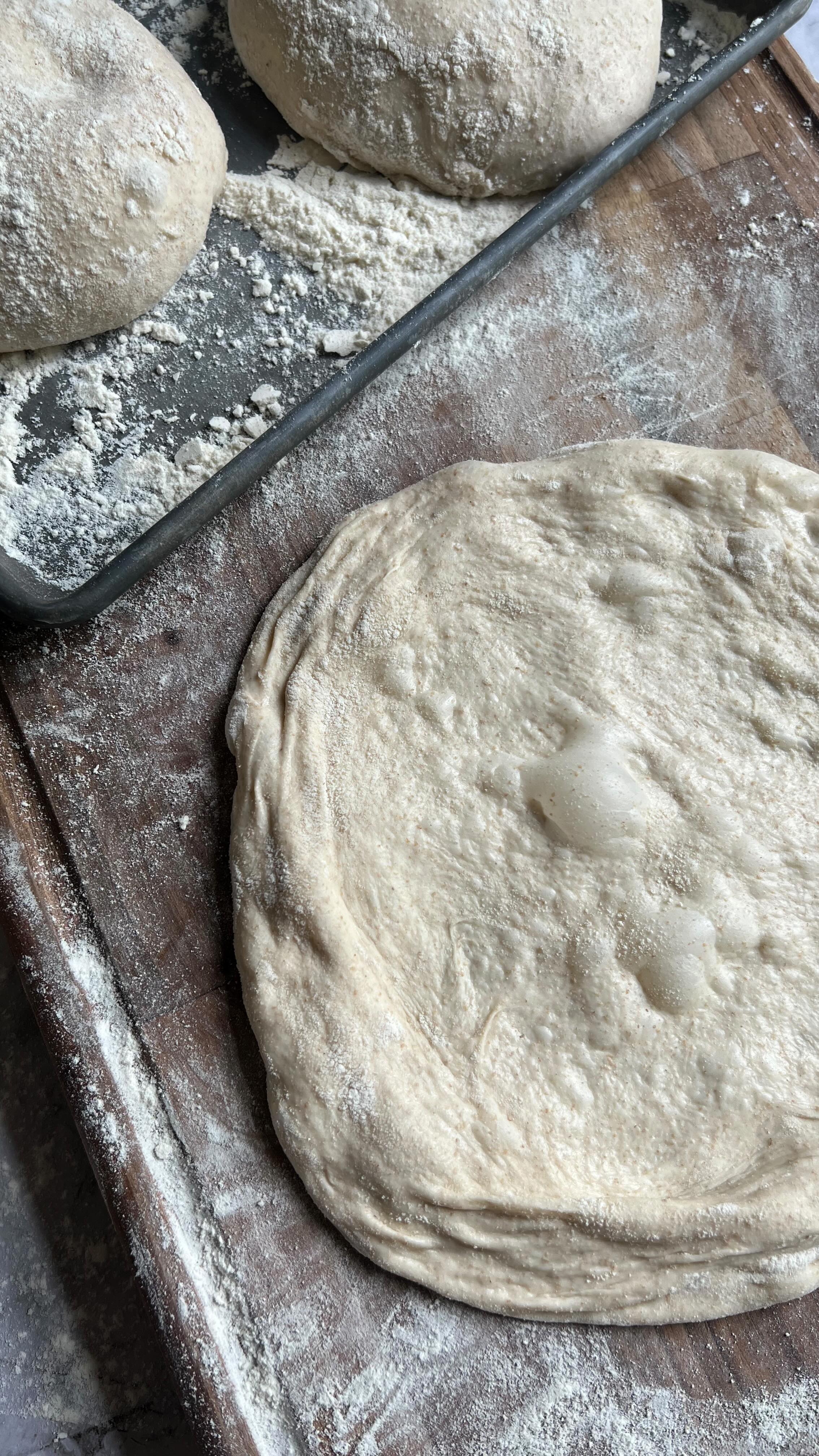 PIZZA DOUGH

If you’d like the links to the detailed written recipe and tips on how to stretch out and freeze pizza doug