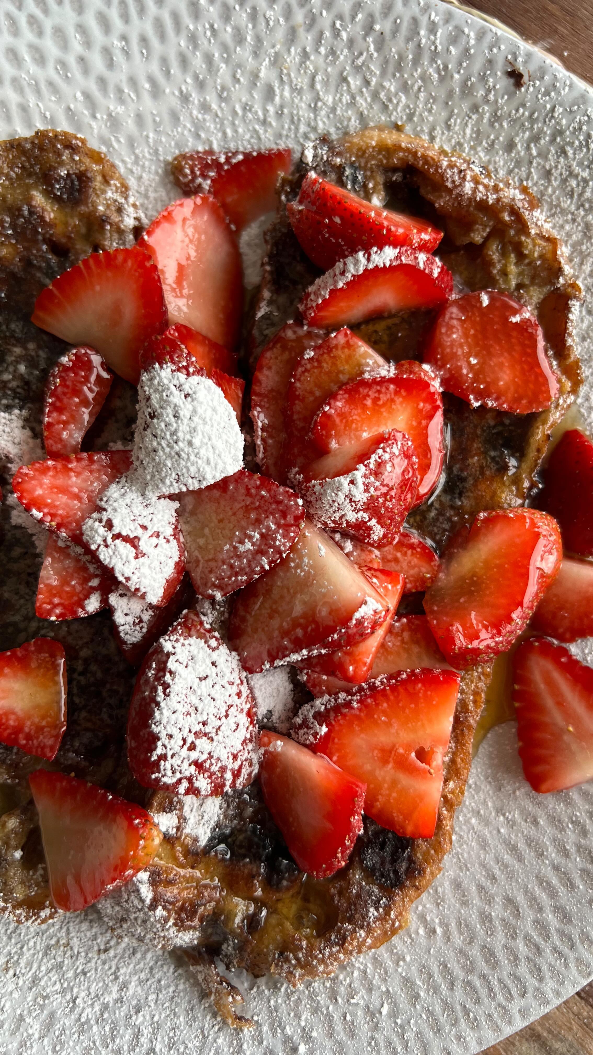 Comment RECIPE LINKS if you’d like the links to the recipes for this Chocolate Strawberry French Toast sent direct to yo