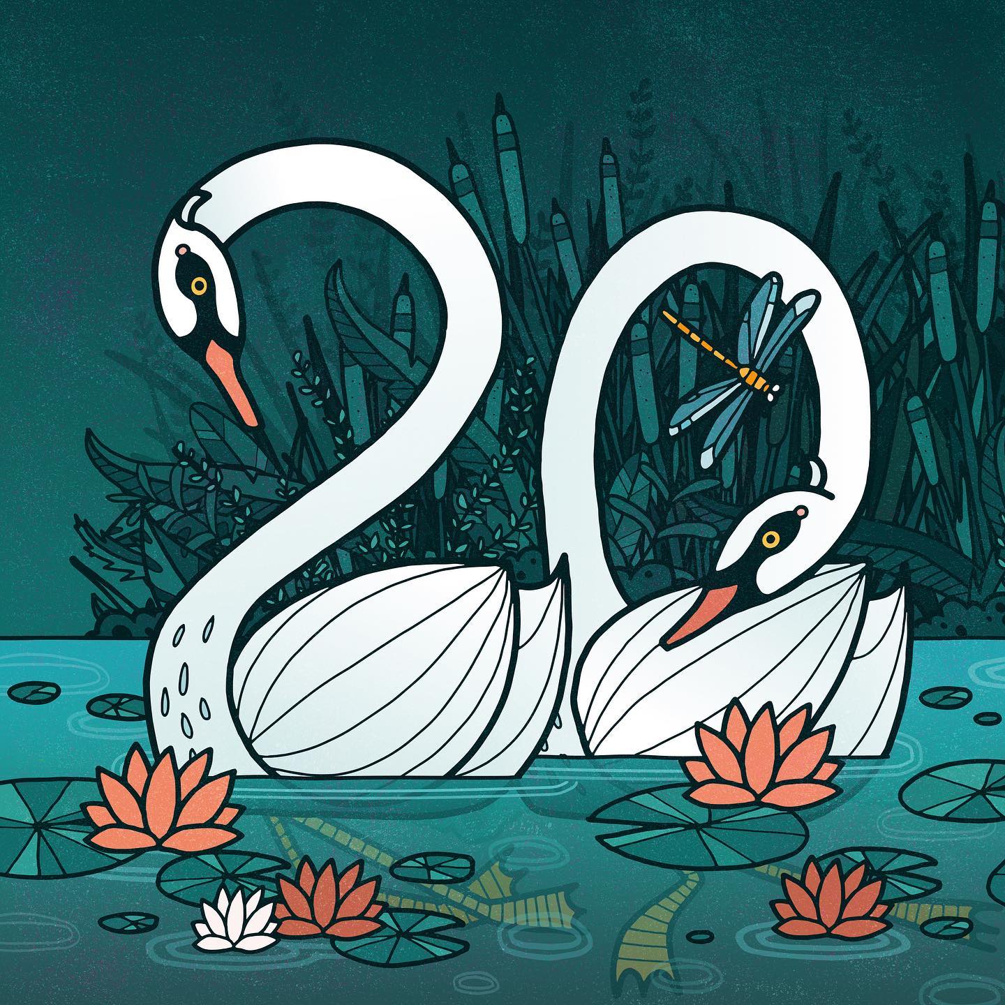 Swanning about… 20. 20 20 visión I most certainly do not have.
.
.
.
.
.
.
.
.
.
.
#alltheseillustrations #illustrator #
