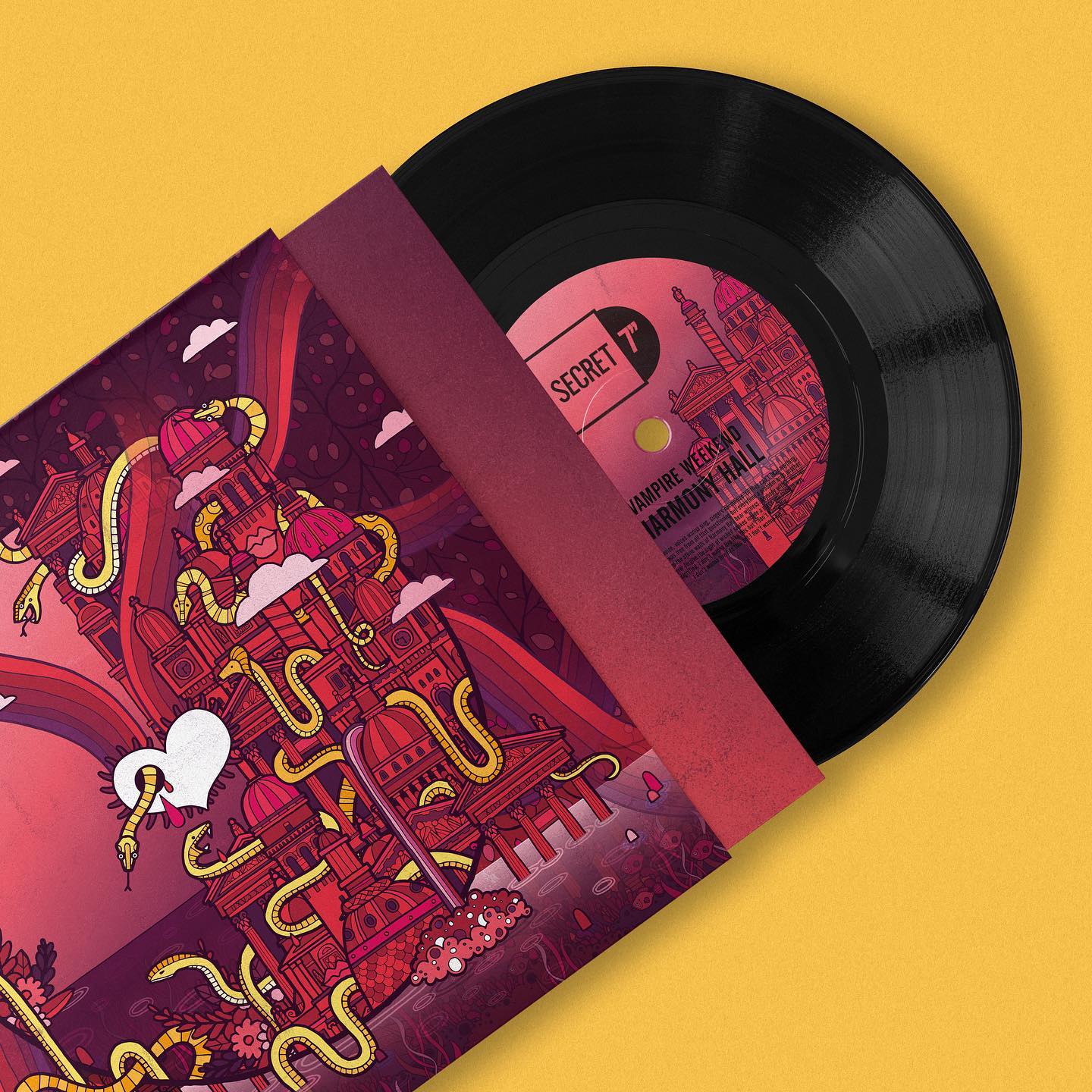 My last contribution to secret 7”
Vampire Weekend
Harmony Hall…
Those wicked snakes!!
.
.
.
.
.
.
.
.

#illustration_art
