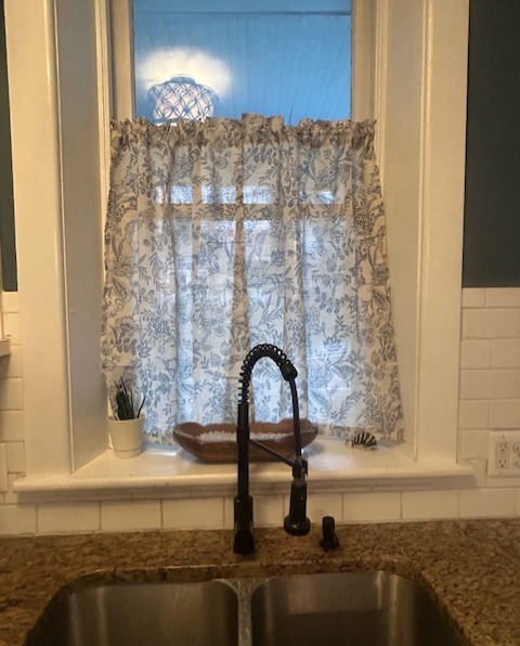 $10 Cafe Curtains (Designer Quality)- Blue Floral Design  thumbnail