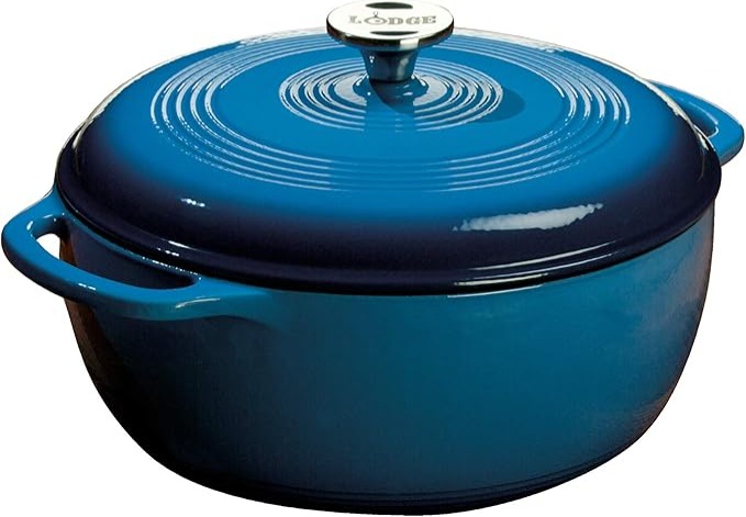 Lodge 6 Quart Enameled Cast Iron Dutch Oven with Lid, Blue thumbnail