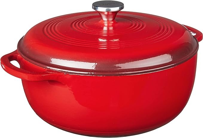 Lodge 7.5 Quart Enameled Cast Iron Dutch Oven with Lid, Red thumbnail