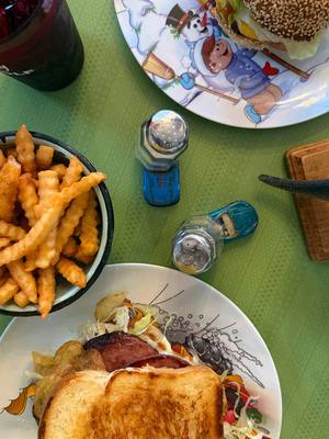 Thick buttery toast, swicy mustard, shredded lettuce, and potato chips makes the Fried Bologna Sandwich at @TurkeyAndThe