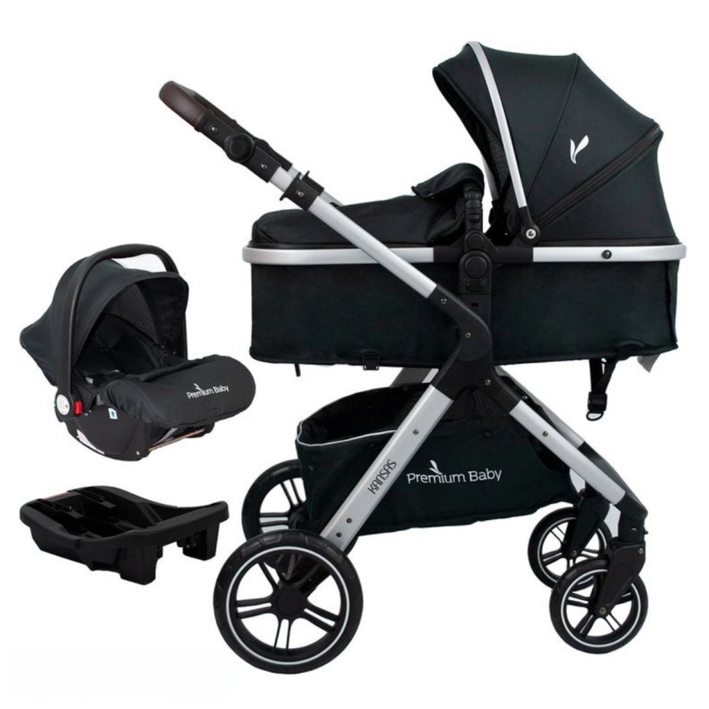 Carrinho de Bebê Passeio E Bebe Conforto Travel System Moisés Kansas Black thumbnail
