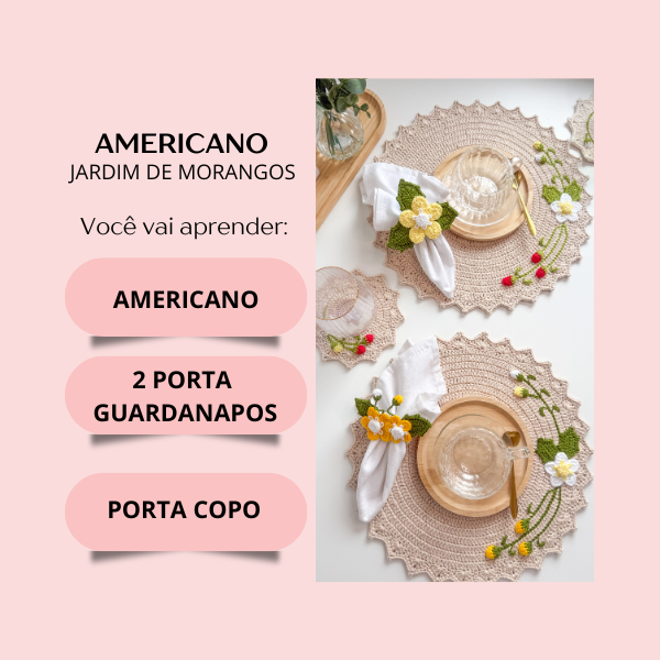Aula Americano Jardim de Morangos: 2 Porta Guardanapos e Porta Copo. thumbnail
