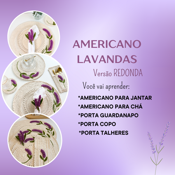 Aulas Americano Lavandas Redondo- Porta Guardanapo- Porta Copo- Porta Talheres thumbnail