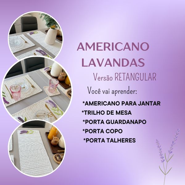 Aulas Americano Lavandas Retangular- Porta Guardanapo- Porta Copo- Porta Talheres thumbnail