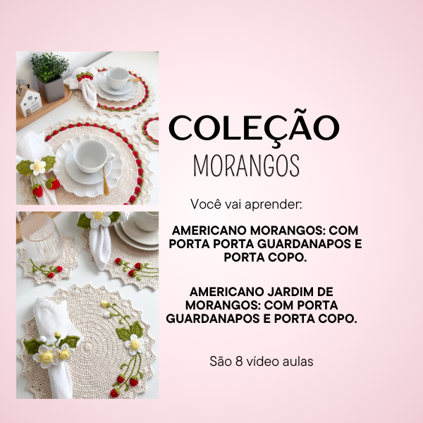 Aulas Coleção Morangos- Americano Morangos, Americano Jardim de Morangos, 4 Porta Guardanapos e 2 Porta Copos.. thumbnail