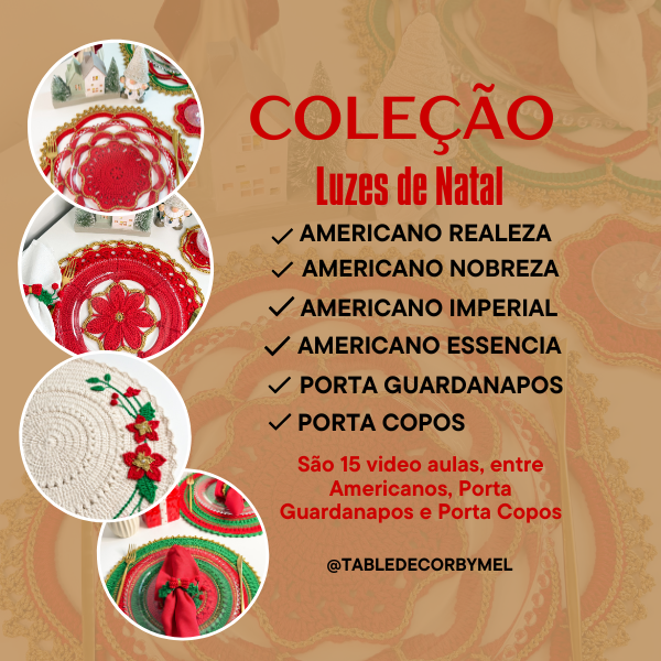 Coleção Luzes de Natal- 5 Americanos, 5 Porta Copos e 4 Porta Guardanapos thumbnail